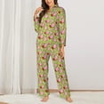 thumbnail image 2 of Fuzoiu Lips blowing bubble gum Print Women's Long-Sleeved Pajama,Lounge Button Down Nightwear,Womens Notch Collar Pajama Set-, 2 of 7