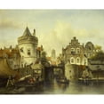 thumbnail image 3 of Salomon Leonardus Verveer 17x15 Black Modern Framed Museum Art Print Titled - Imaginary View Based on the Kolksluis, Amsterdam (1839), 3 of 5