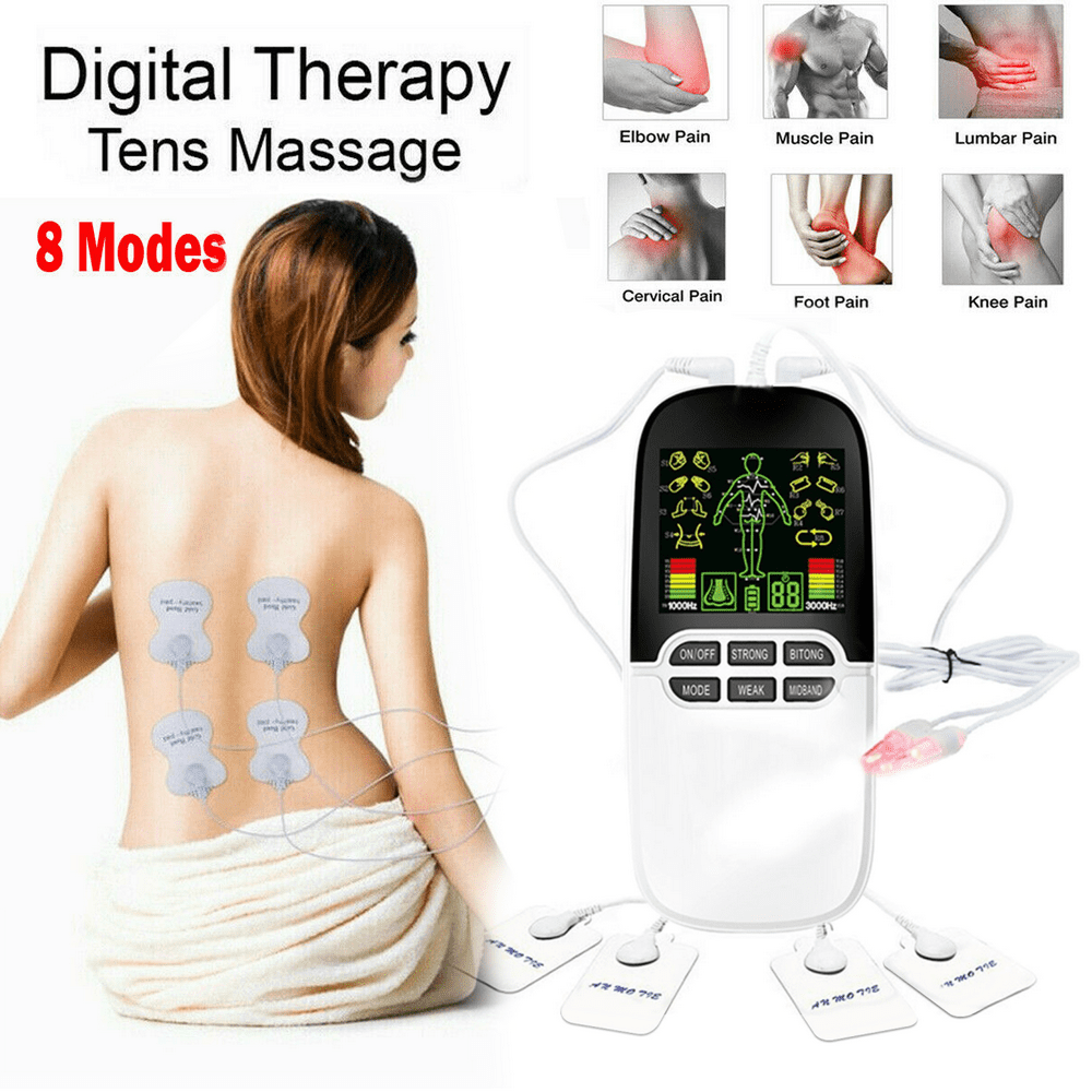 TENS Unit Rechargeable Muscle Stimulator EMS Dual Channel with 8 Reusable Electrode Pads 8 Modes