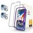 thumbnail image 1 of Protector de pantalla MANTO Glass para iPhone 14 Max de 6.7 pulgadas [paquete de 2+2], 1 of 9