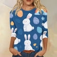 thumbnail image 2 of Easter Shirts for Womens 3/4 Sleeve Bunny Graphic Print Cute Tees Womens Eggs Casual Summer Crew Neck T-Shirts M, 2 of 5