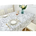 thumbnail image 2 of Rally Home Goods Indoor Outdoor Patio Premium Vinyl Rectangular Tablecloth, Flannel Backing, Spill Proof Wipeable Cover, Luxurious White Marble Pattern, for Tables up to 60 x 102 Inch, 2 of 7