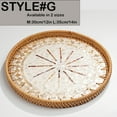 thumbnail image 2 of Rattan Tray with Mother of Pearl Inlay Wooden Base, Serving Basket for Breakfast Food, Round Tray as Coffee Table Decor, Mother of Pearl Decoration, Storage and Display, 2 of 8