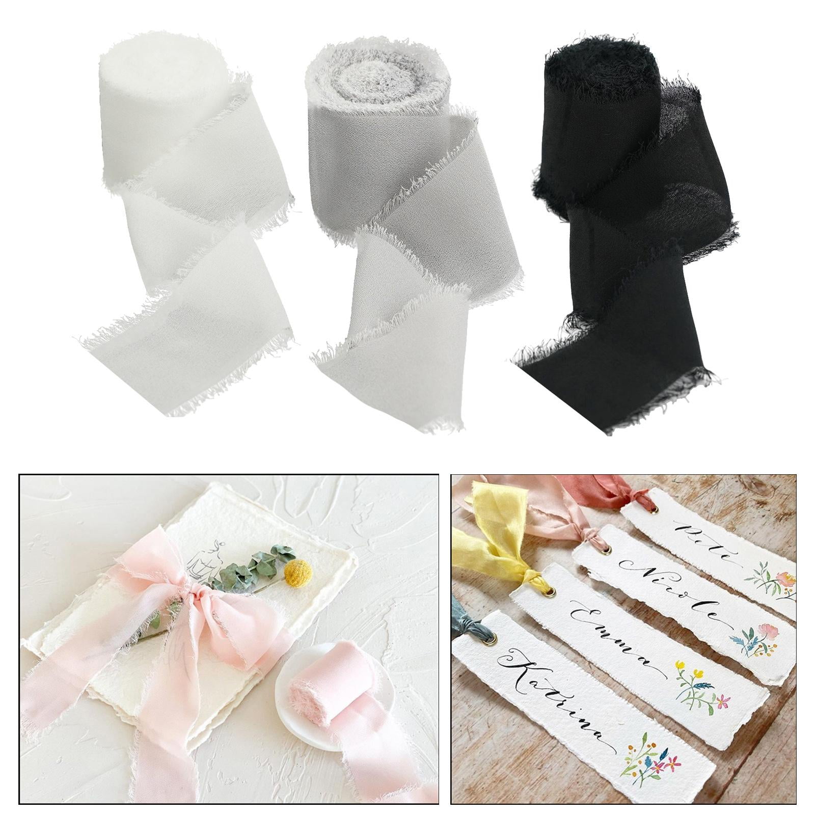 FVDPWYE 6 Rolls Fringe Chiffon Silk Ribbon Bridal Bouquets Gift Wrapping Frayed Edges Blue Series