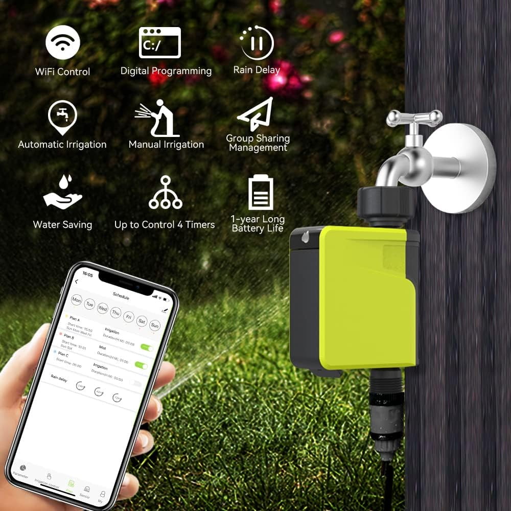 Nordic Hygge WiFi  Lawn Sprinkler Controller Irrigation System Valve Timer with WiFi Hub, App Control
