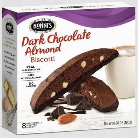 Nonni's Food Company Dark Chocolate Almond Biscotti Cookies, 6.88 oz - Case of 6