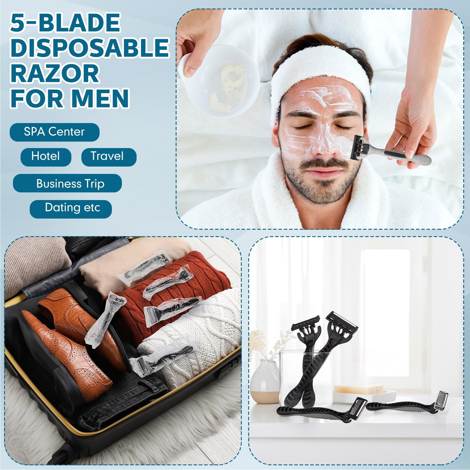 36 Pcs Men's Disposable Razors,Bulk 5-blade Blade Razors for Men Set for a Smooth and Comfortable Shave