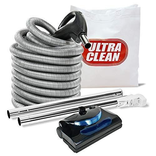 ULTRA CLEAN Central Vacuum Electric Attachment Kit - Dual Voltage 24V / 110V Hose with 3-Way on/Off Switch Handle- Electric Power Nozzle – Set of Chromed Wands (35 ft Black, Pigtail)