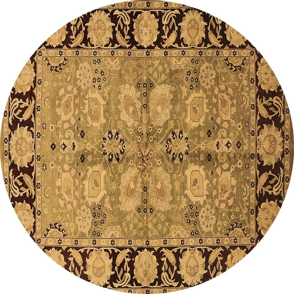 Ahgly Company Indoor Round Oriental Brown Industrial Area Rugs, 4' Round