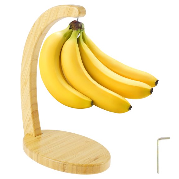 LINFANG Banana Tree Holder Wooden Banana Holder Stand Grape Hanger Rack Fruit Displaying Storage Hook for Kitchen Desktop Decor