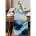 thumbnail image 4 of Ocean Blue Table Runner-Cotton Linen- 108 Inch Holiday Dresser Scarves, Abstract Seawave Modern Golden Painting Art Tablerunner for Kitchen Coffee/Dining Bedroom Living Room Dinner Scarf Décor 13x108, 4 of 9