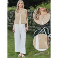 thumbnail image 2 of DARING DIVA Women's Sleeveless Button Down Loose Fit Waistcoat Top S Khaki, 2 of 7