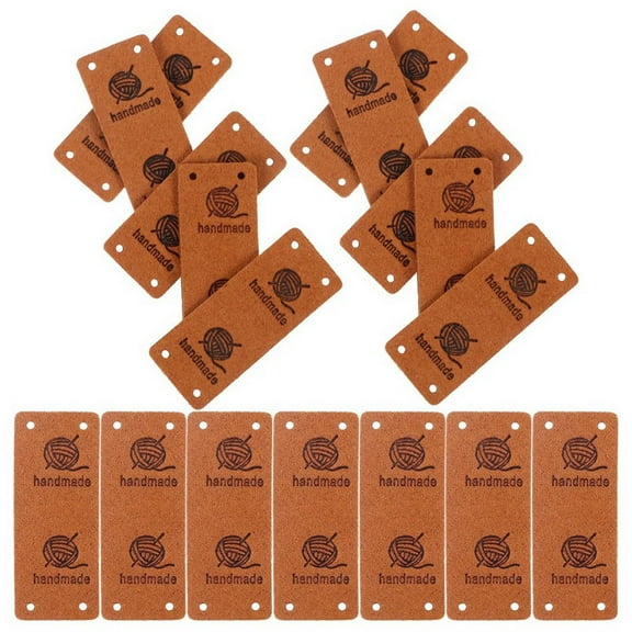 50Pcs Faux Leather Label Handmade Tag Folding with Holes