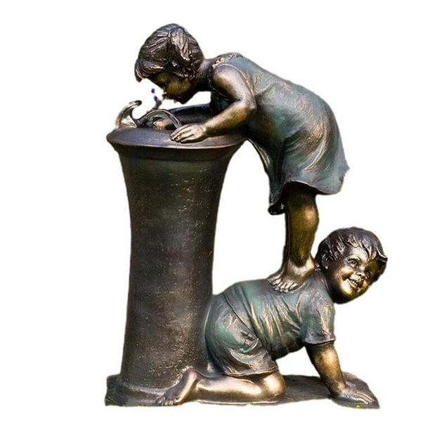 Boy and Girl Pressure Water Statues, Little Boy Girl Playing in Water  Sculpture Boy and Girl Garden Statues for Yard Art Decoration