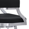thumbnail image 6 of Saturn Modern 26" Seat Height Black Faux Leather and Brushed Stainless Steel Metal Swivel Bar Stool for Kitchen Island Counter, 6 of 11