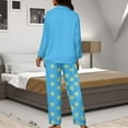 thumbnail image 7 of Kuiaobaty Cat Paw Print Women's Pajama Set, 2 Piece Lounge Outfits V Neck Y2K Sleep Set Fall Long Sleeve Long Pants With Pockets Pjs Set, Blue, 3XL, 7 of 7