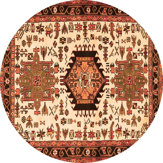 Ahgly Company Indoor Round Persian Orange Traditional Area Rugs, 8' Round