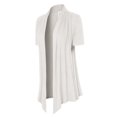 thumbnail image 3 of Made by Olivia Women's [Made in USA] Solid Jersey Knit Short Sleeve Open Front Draped Cardigan (S-3XL) Ivory M, 3 of 4