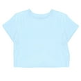 thumbnail image 5 of Women Short Sleeve Cropped T-Shirts Crew Neck Loose Crop Tops Summer Casual Drop Shoulder Basic Tees Light Blue XXL, 5 of 5
