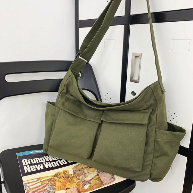 Bolso de hombro juvenil artístico, versátil, de lona de gran capacidad, bolso escolar para estudiantes universitarios, bolso tipo mensajero, bolso para mujer