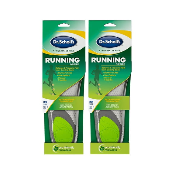 Dr. Scholl's Athletic Series Running Insoles for Men, Large, 1 Pair Each, Size 10.5-14 - Pack of 2
