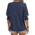 thumbnail image 5 of SLADYGLO Women V Neck Bat Half Sleeve Ruffle Elastic Cuffs T-Shirt, 5 of 7