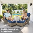 thumbnail image 5 of Ovios 5 Pieces Outdoor Furniture Set High Back All-Weather Wicker Patio Conversation Set with Ottomans, Navy Blue, 5 of 8