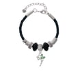 thumbnail image 2 of Delight Jewelry Silvertone Small Fairy with Lime Green Wings Godmother Celtic Knot Leather Bead Bracelet, 7"+2" Extender, 2 of 4