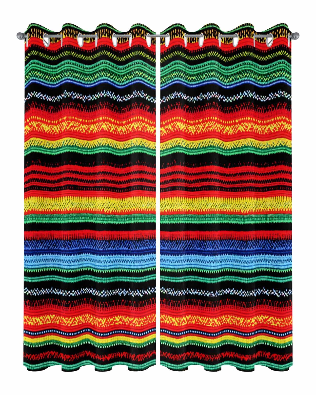 nqOlkjepod Outdoor Curtains for Patio Waterproof, Mexico Stripes Outdoor Privacy Panels Grommet, Colored Abstract Striped Orange Red Boho Blackout Outside Curtains for Porch/Cabana 54"x84", 2 Panels