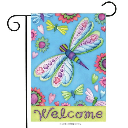 Primitive Spring - Dragonflies and Flowers Spring Garden Flag Primitive Floral 12.5