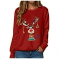 thumbnail image 6 of idosla Christmas Sweatshirts for Women Elk Reindeer Deer Printed Long Sleeve Crewneck Sweater 2025 Winter (Red, S), 6 of 6