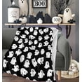 thumbnail image 2 of Halloween Throw Blankets Funny Ghost Cute Halloween Spooky Black and White Throw Blanket Lightweight Cozy Flannel Blanket for Couch Sofa Bed Home Decorations 60"X50", 2 of 8