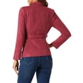 thumbnail image 3 of BLAZER DE TRABAJO DE MANGA LARGA CON CINTURÓN DE SUEDE SINTÉTICO PARA MUJERES INSPIRE CHIC TALLA M ROJO OSCURO, 3 of 6