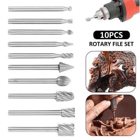 

10Pcs Rotary Burr Set High-speed Steel Rotary Burr for Woodworking Drilling Engraving Polishing