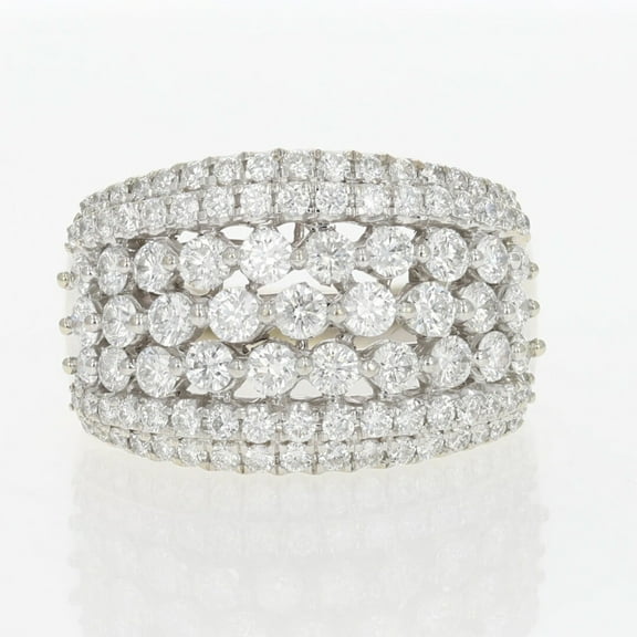 Multi Row Diamond Wedding Band, Half Eternity Diamond Band, Pave Set Diamond Band, Cluster Diamond Statement Ring For Her, 14K White Gold Plated, 2.5 Ct Simulated Diamond, Gift Ring For Her