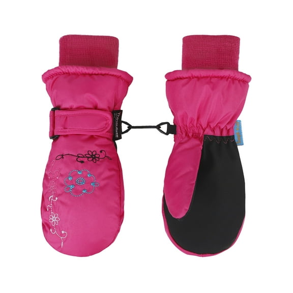 Kids Thinsulate Lined Waterproof Ski Mittens Snowboard Gloves,Rose,XS
