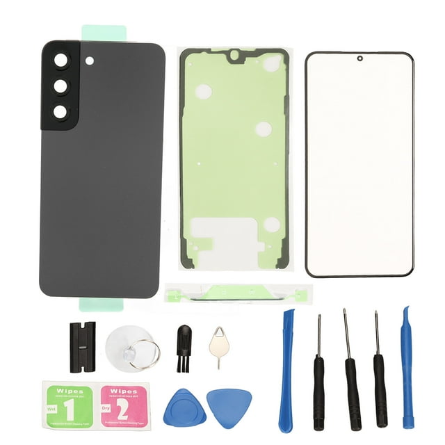 Kit de puerta de carcasa de cubierta de vidrio para teléfono móvil, cubierta de puerta trasera bien ajustada, cubierta de vidrio de pantalla exterior para Samsung Galaxy S22, color gris