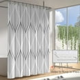 thumbnail image 2 of White and Black Shower Curtain for Bathroom Abstract Geometric Shower Curtain 72x72 inch Waterproof Fabric Shower Curtains with 12 Hooks, 2 of 6