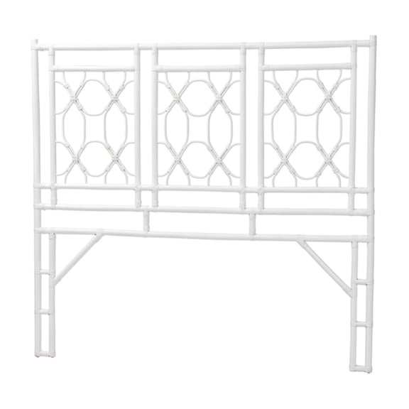 bali & pari Sampson Bohemian White Rattan Queen Size Standalone Headboard