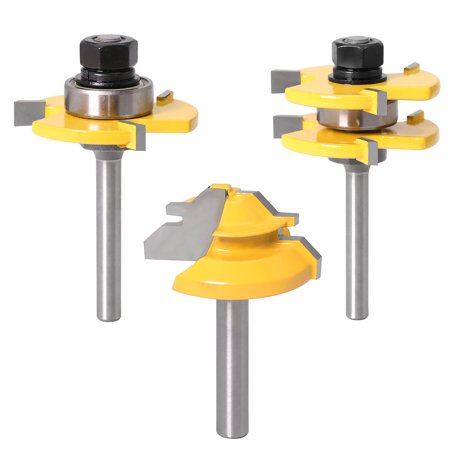 

VEAREAR Essential Hardware tools 3Pcs Router Bits 3 Teeth Heat Resistant Hard Alloy 1/4inch 1/2inch Shank Router Bits Set for Jointed Board