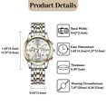 thumbnail image 6 of Avaner Stainless Steel Dress Watch: Men Women Gold Silver Tone Luminous Analog Quartz Calendar Waterproof Business Wristwatch Couple Matching Watches, 6 of 7