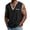 Black, variant on Men Summer Waffle Tank Tops Casual Loose V Neck Sleeveless Shirts Solid Color Camisole With Pockets