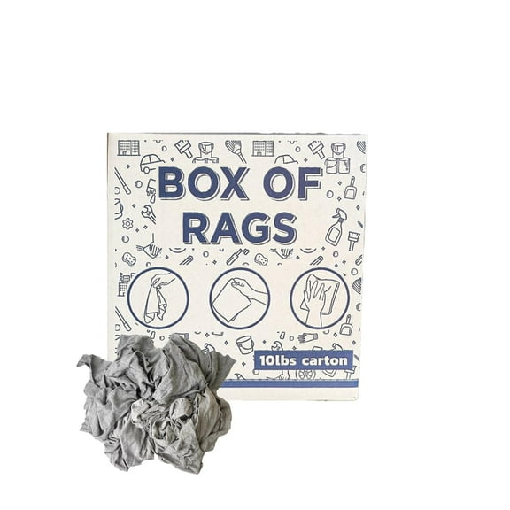 SupremePlus Color Knit T-Shirt Cleaning Rags 10 lbs Box of Rags Commercial Household Reusable Multipurpose Cotton Dust Cloths, Gray, 90 Count