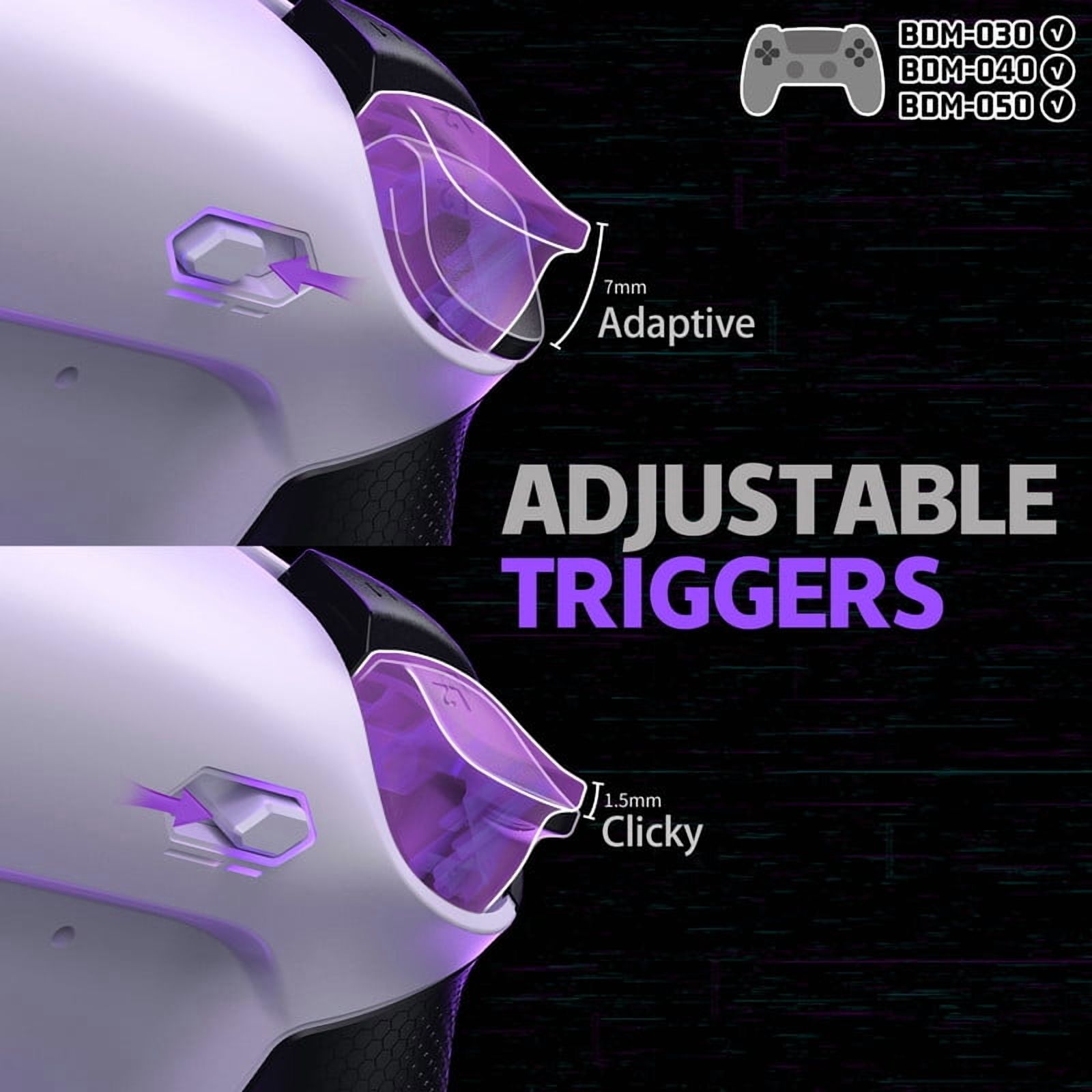 eXtremeRate RISE4 Plus MAX Back Paddles Kit with Clicky Trigger Stops & Rubberized Grip for PS5 Controller BDM-030 040 050, Black Remappable Back Buttons Kit for PS5 Controller - White Black