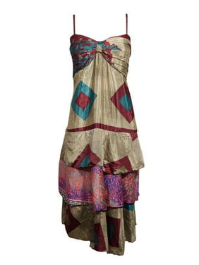 Mogul Women Beach Dress,Spaghetti Strap Dress Bohemian Dress, Handmade Floral Summer Dresses S/M