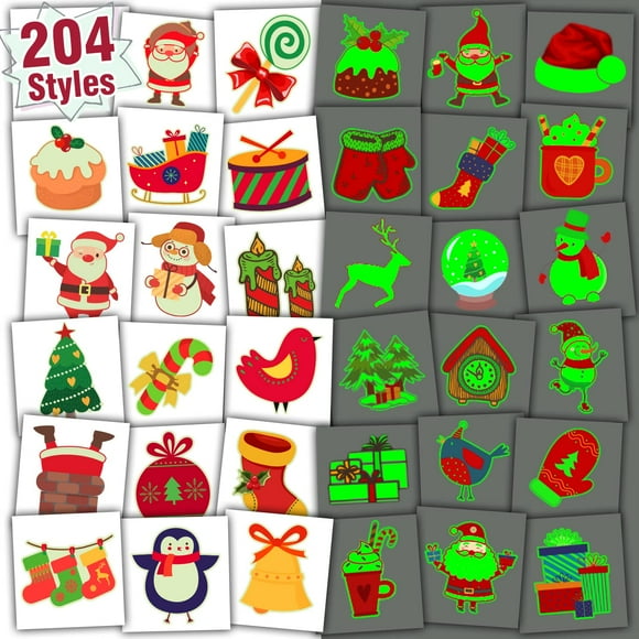 Tatuajes temporales Partywind Glow Christmas para niños x204