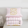 thumbnail image 5 of meiyoeat Geometric Line Art Twin Comforter Sets For Kids,Gold S Alphabet Print Bedding Set For Girls,pink Reversible,2 Pieces, 5 of 7