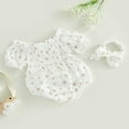 thumbnail image 4 of EIMELI Vêtements pour Bébé Fille Robe Smockée Couleur Unie Froncée Robes Bandeau Mignon Vêtements d'Été, 4 of 9