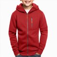 thumbnail image 2 of NOLDARES Kids Zip Up Hoodie School Uniform Boys Girls Zipper Sweatshirt Oversized Y2K Fall Hooded Jackets Preppy Clothes(M115-Red), 2 of 5