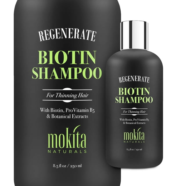 Mokita Naturals Champú para dar volumen y crecimiento del cabello para adelgazar el cabello sin sulfato y apto para veganos 8.5 onzas